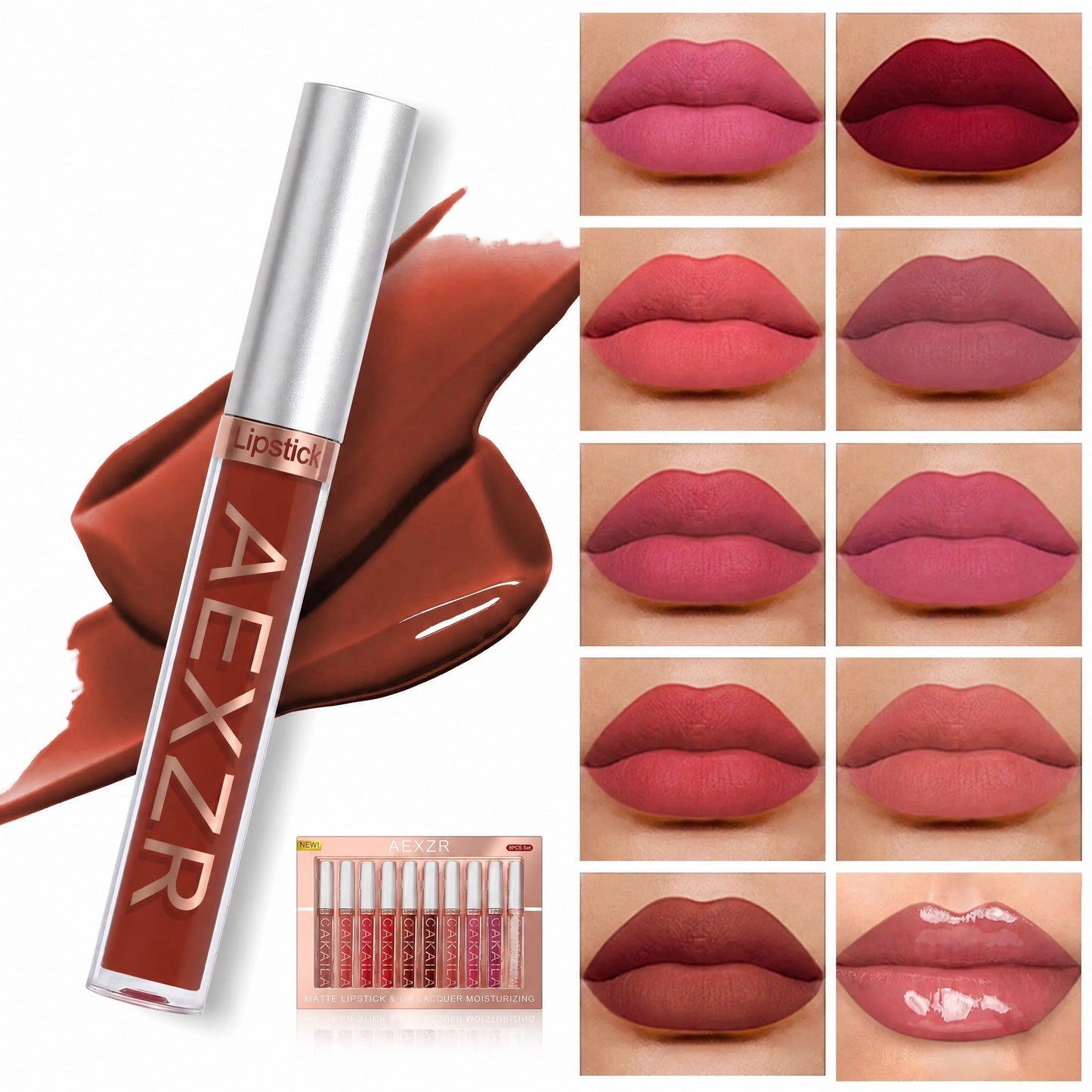💄10 Pcs Matte Lip Glossy Set💋 Waterproof & Non-Stick Cup Matte Lip Glaze – Long Lasting, Sweatproof✨