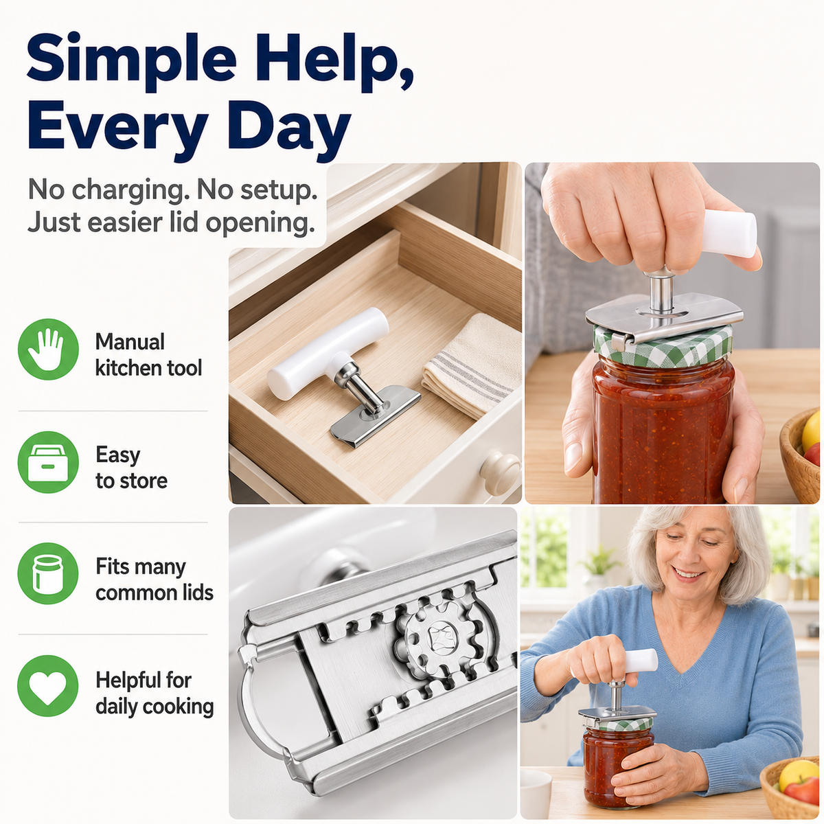 Jar Opener for Arthritis & Weak Hands – Adjustable Stainless Steel