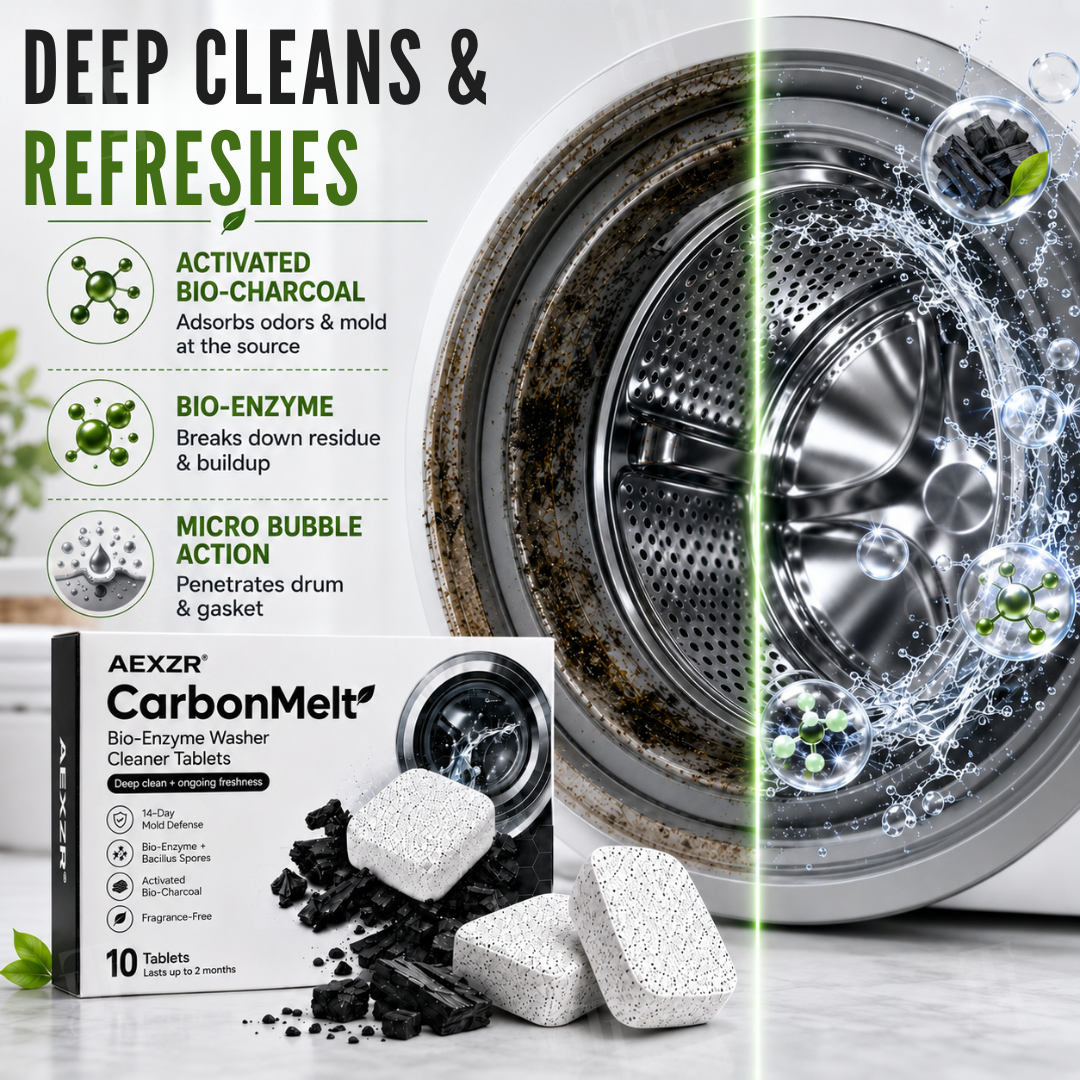 🏆Official Store|1 Wash, Zero Odor|AEXZR® CarbonMelt Bio-Enzyme Washer Cleaner Tablets