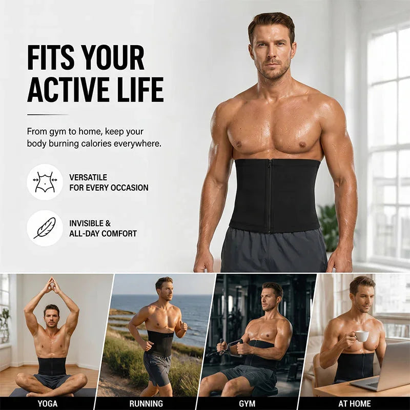 🏆 AEXZR®Waist Trainer Trimmer Zipper Sweat Belt🔥