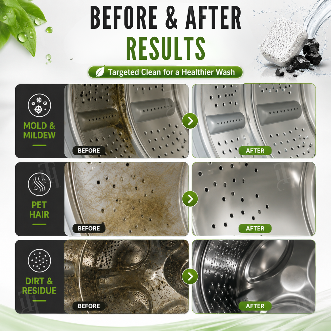 🏆Official Store|1 Wash, Zero Odor|AEXZR® CarbonMelt Bio-Enzyme Washer Cleaner Tablets
