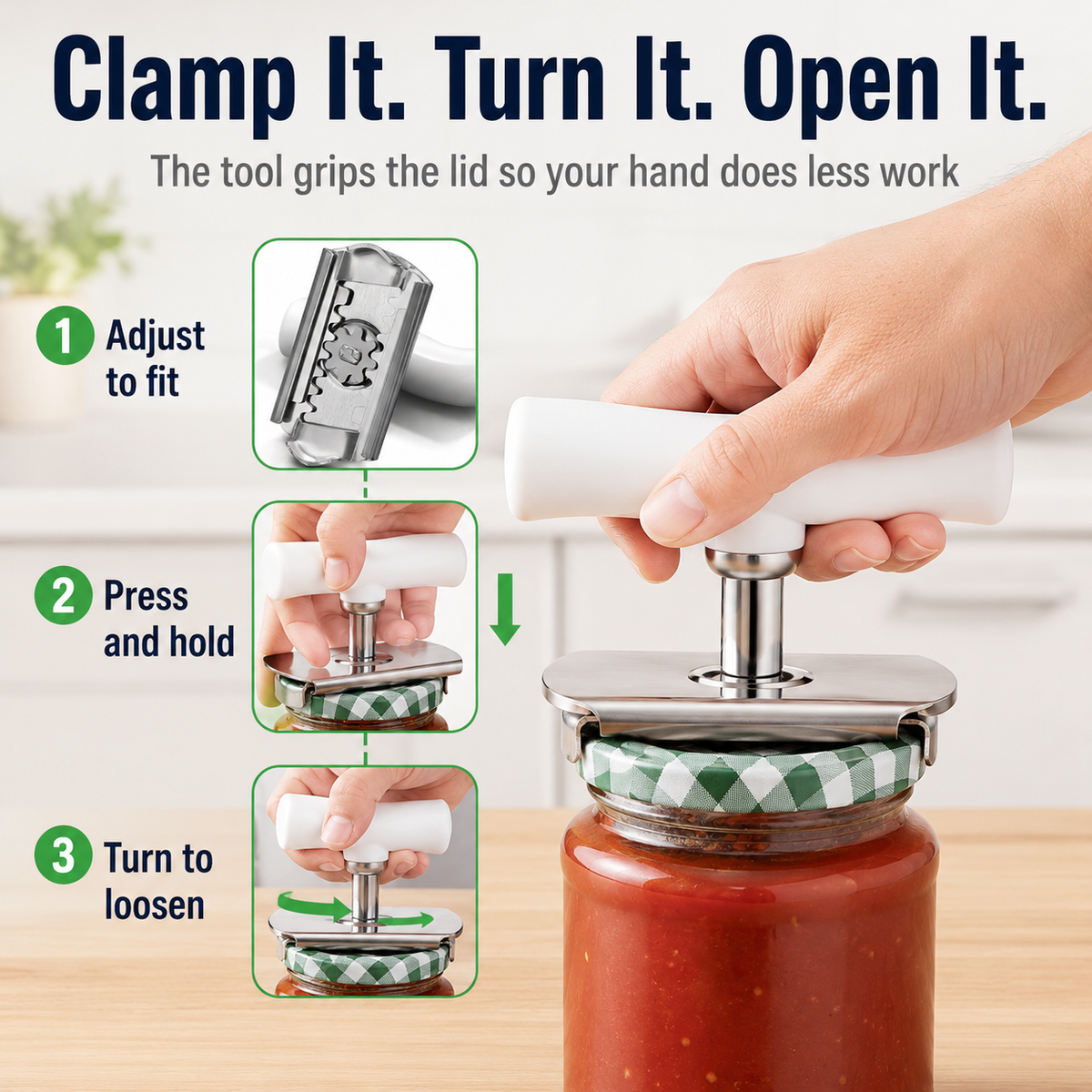Jar Opener for Arthritis & Weak Hands – Adjustable Stainless Steel