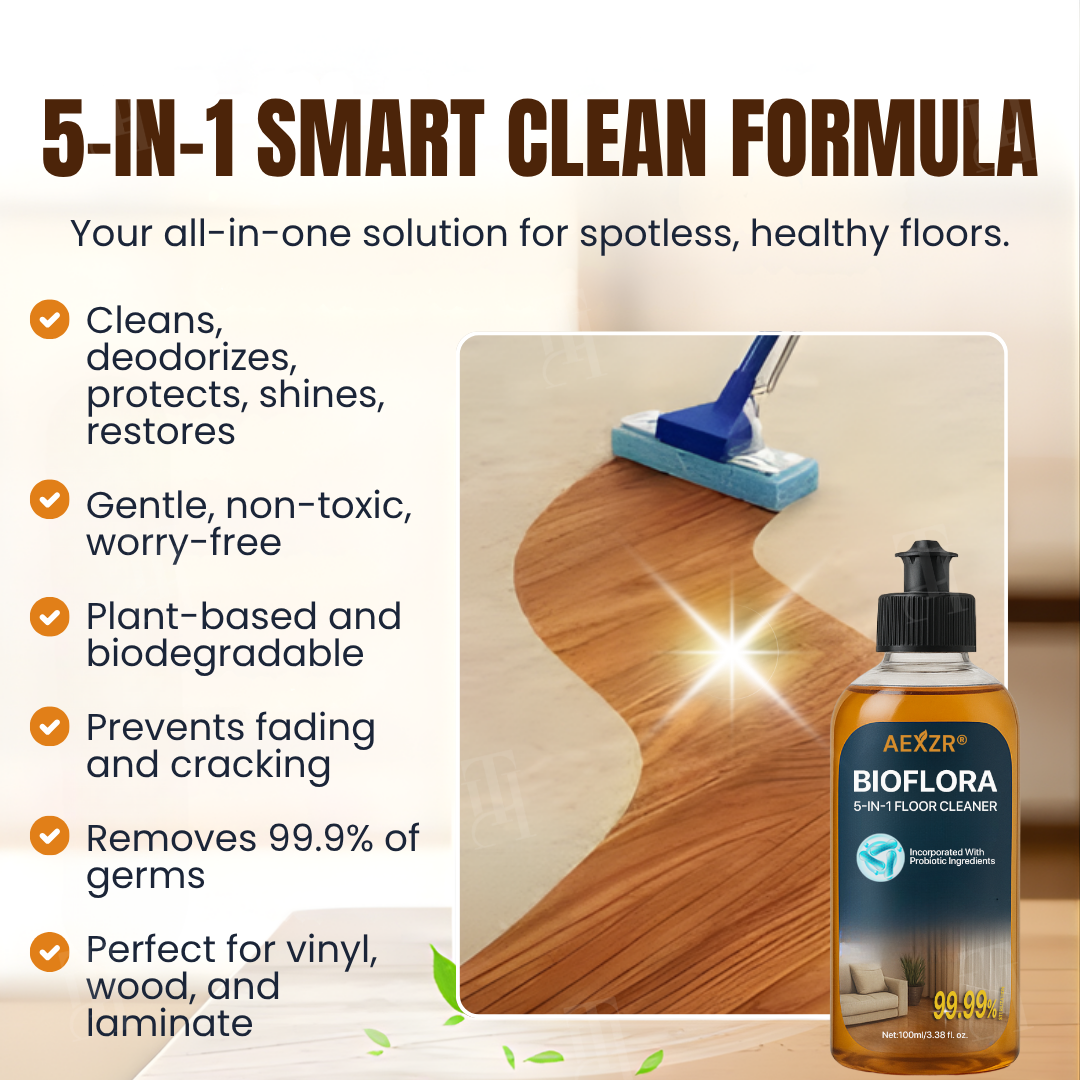 🏆 AEXZR® BioFlora 5-in-1 Floor Cleaner – World's First Prebiotic Formula, 10-Minute Dry
