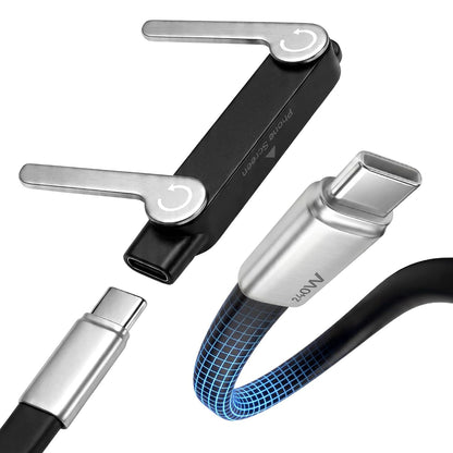 240W Ultra-Fast Charging 2-in-1 Cable | Detachable Foldable Stand | USB-C & Lightning Compatible
