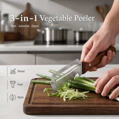 3-in-1 Vegetable Peeler with Julienne Blade & Bottle Opener