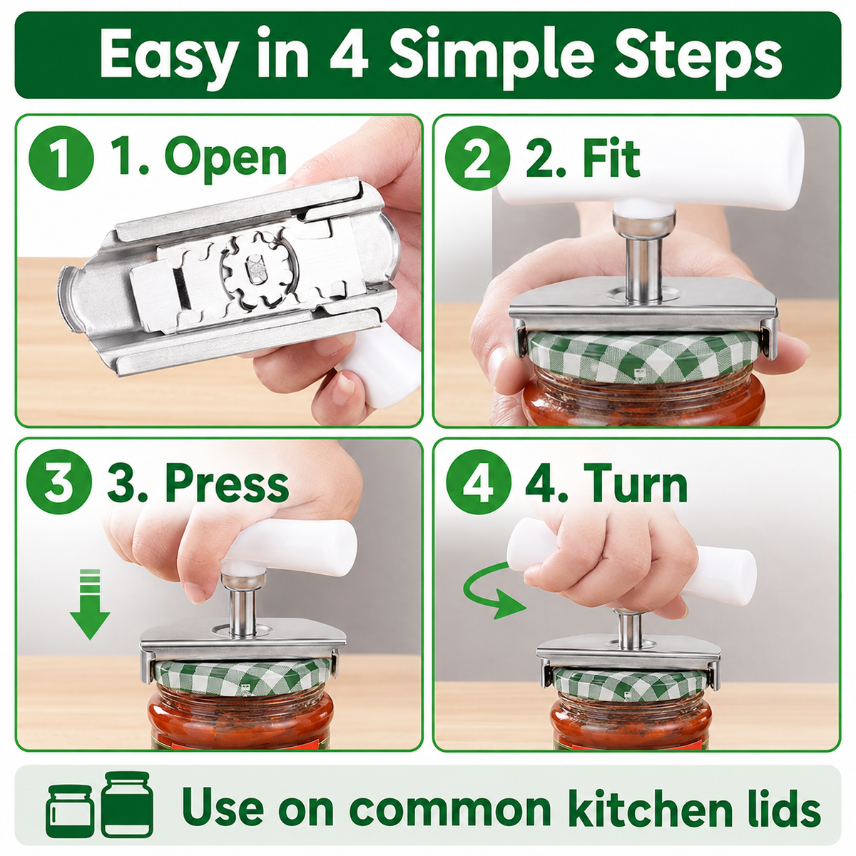 Jar Opener for Arthritis & Weak Hands – Adjustable Stainless Steel