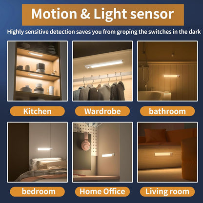 ✨3-Color Motion Sensor Light—🛡️ Magnetic, Rechargeable & Wireless LED for Any Space
