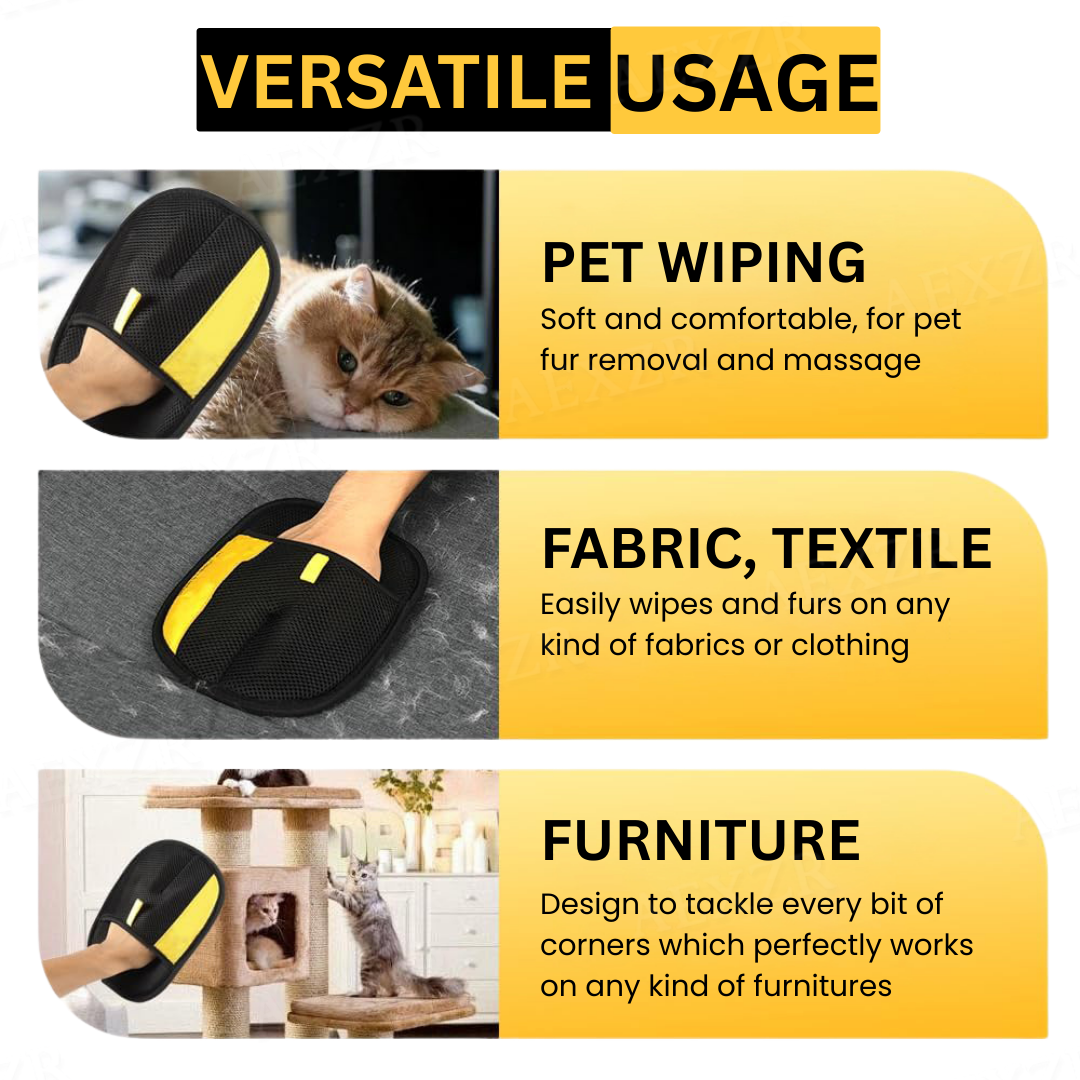 🐾 AEXZR® Pet Magic Grooming Glove –✨ Static Grip Grabs Hair, Not Sticky Glue🏆