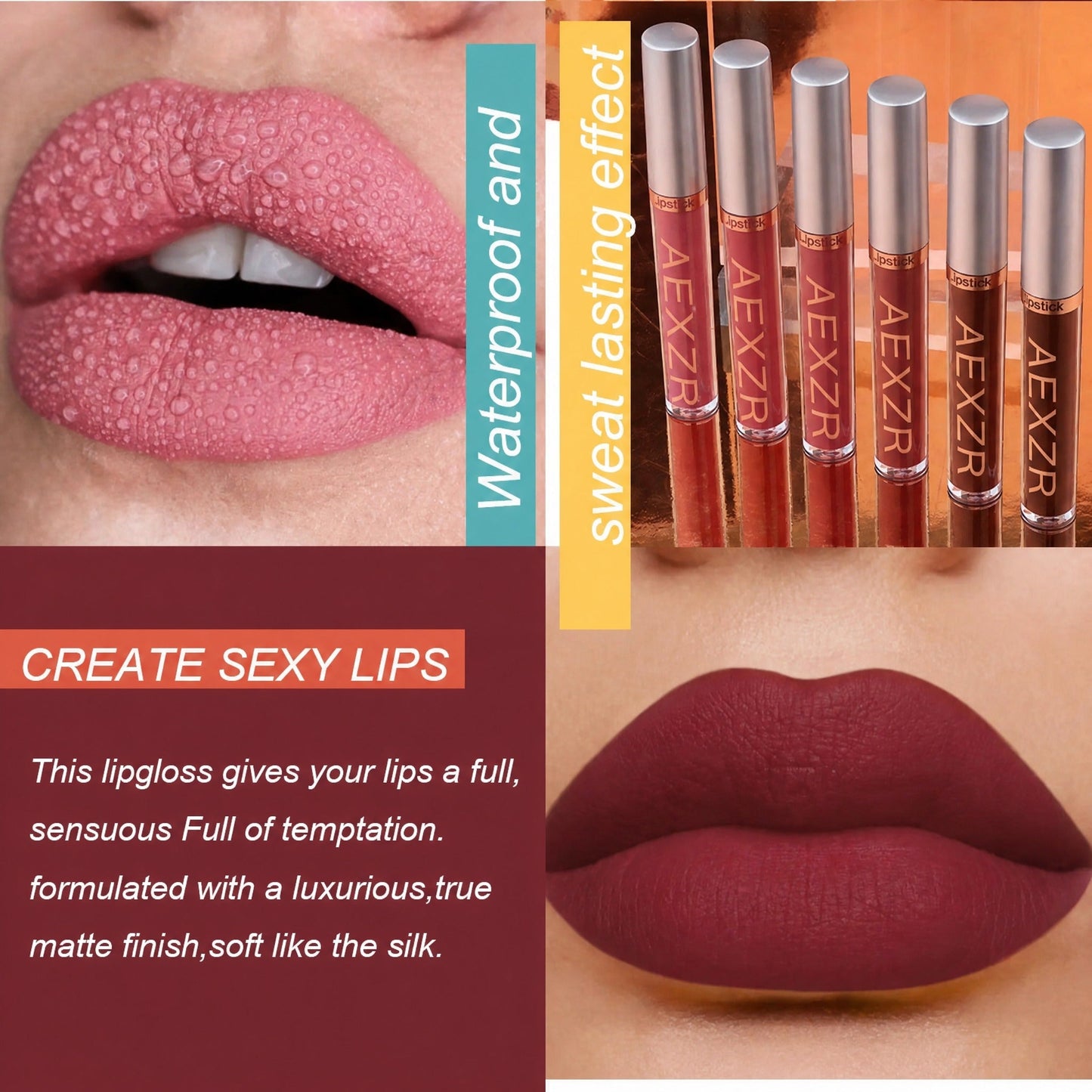 💄10 Pcs Matte Lip Glossy Set💋 Waterproof & Non-Stick Cup Matte Lip Glaze – Long Lasting, Sweatproof✨