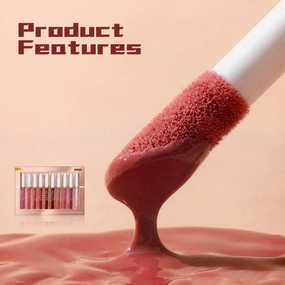 💄10 Pcs Matte Lip Glossy Set💋 Waterproof & Non-Stick Cup Matte Lip Glaze – Long Lasting, Sweatproof✨