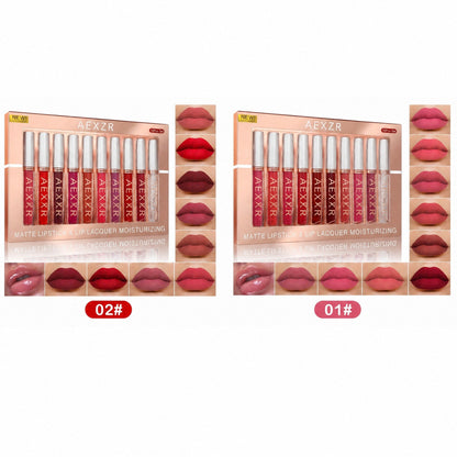 💄10 Pcs Matte Lip Glossy Set💋 Waterproof & Non-Stick Cup Matte Lip Glaze – Long Lasting, Sweatproof✨