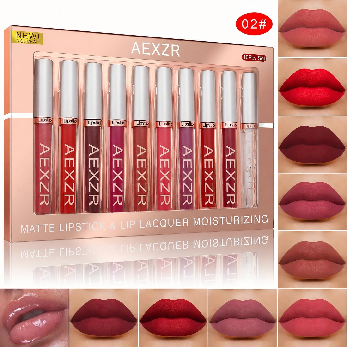 💄10 Pcs Matte Lip Glossy Set💋 Waterproof & Non-Stick Cup Matte Lip Glaze – Long Lasting, Sweatproof✨