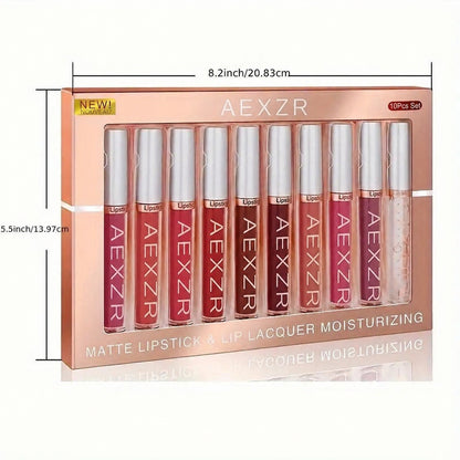 💄10 Pcs Matte Lip Glossy Set💋 Waterproof & Non-Stick Cup Matte Lip Glaze – Long Lasting, Sweatproof✨