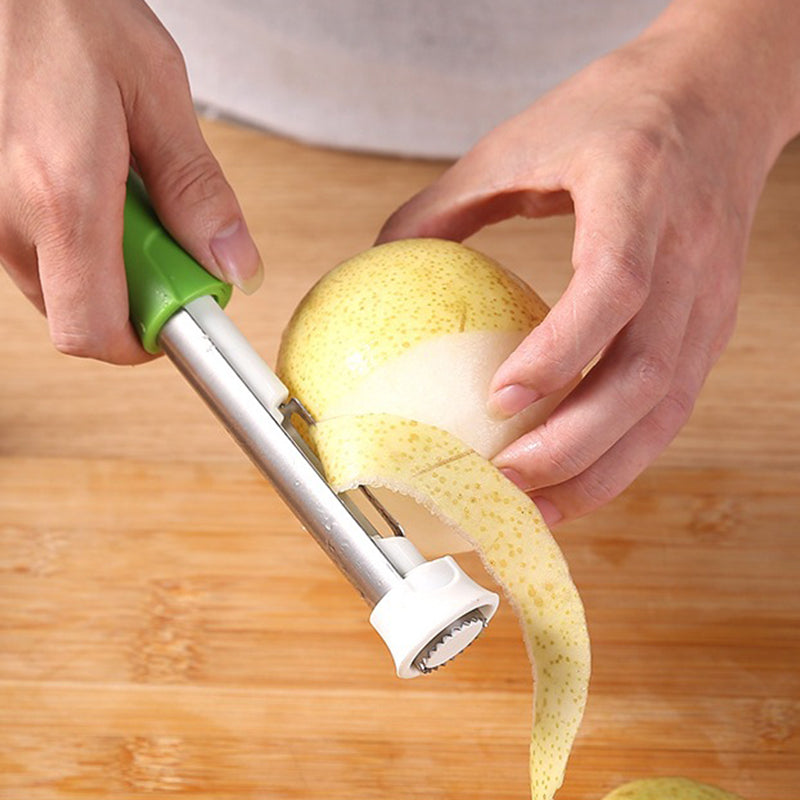 🍎 2-in-1 Fruit Corer & Peeler –⚡ Stainless Steel, Sharp Blade, Non-Slip Grip✨