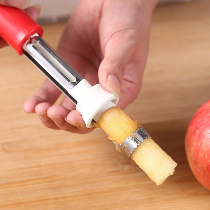 🍎 2-in-1 Fruit Corer & Peeler –⚡ Stainless Steel, Sharp Blade, Non-Slip Grip✨