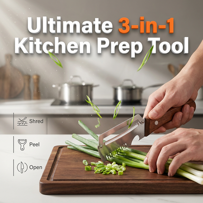 🔪 🏆3-in-1 Scallion Shredder & Peeler –⚡Shred, Peel, Open Bottles🏆