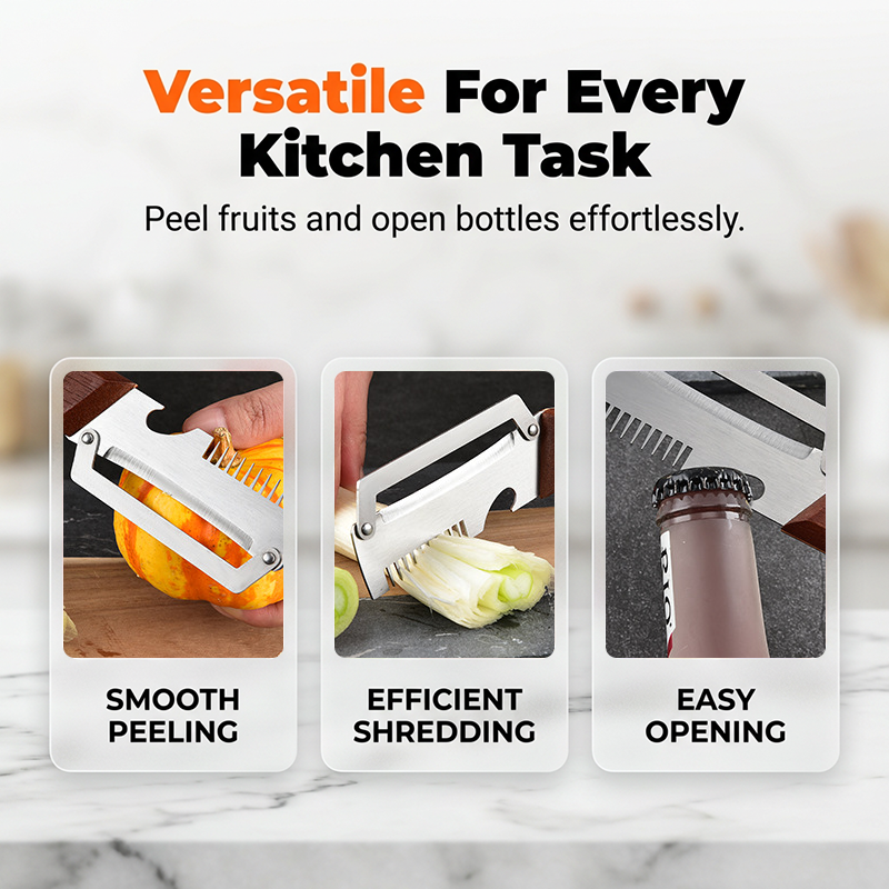 3-in-1 Vegetable Peeler with Julienne Blade & Bottle Opener